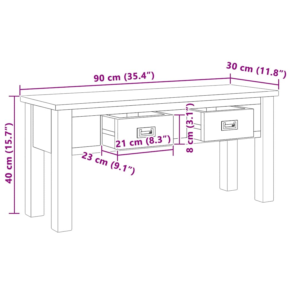 vidaXL Hall Bench Solid Teak 90x30x40 cm