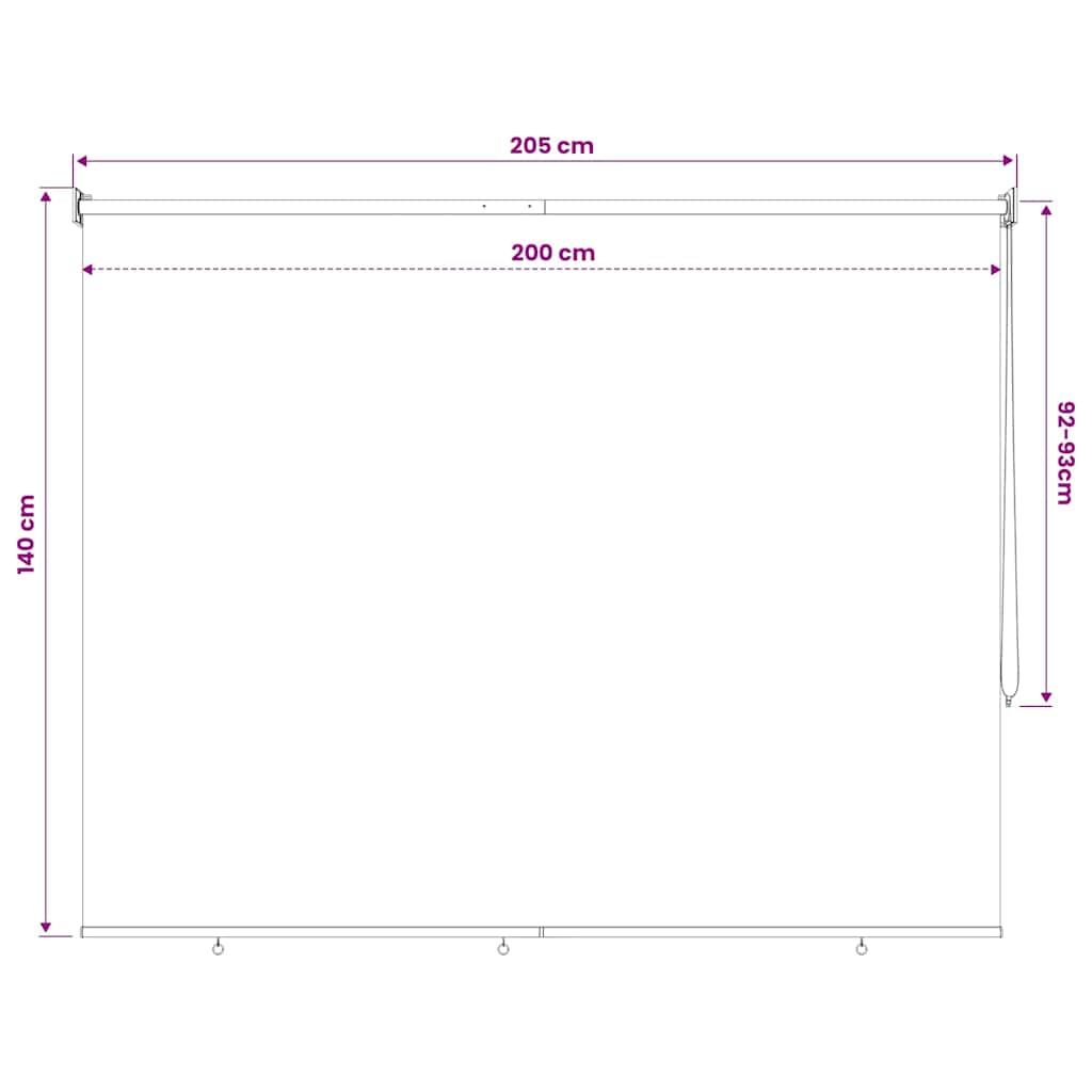 vidaXL Outdoor Roller Blind 205(W)x140(H) cm Beige