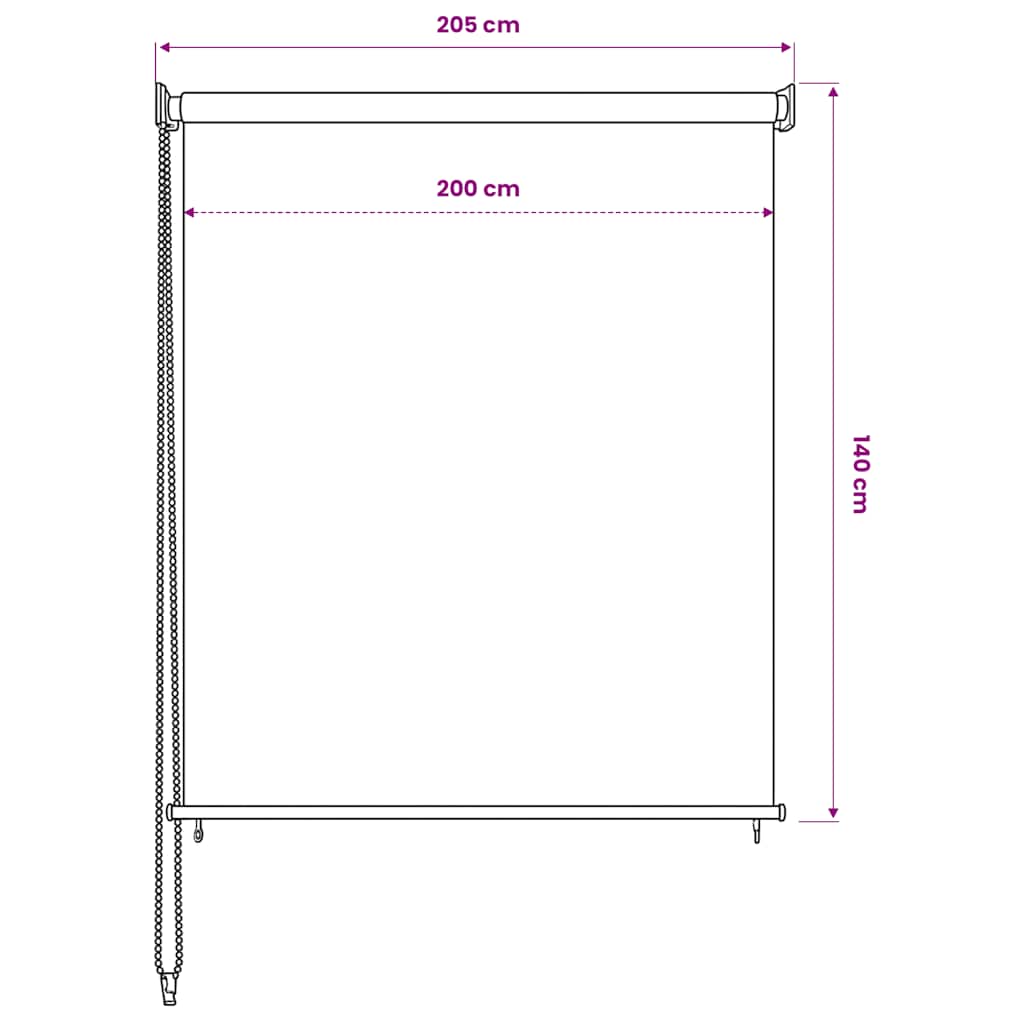 vidaXL Outdoor Roller Blind 205(W)x140(H) cm White