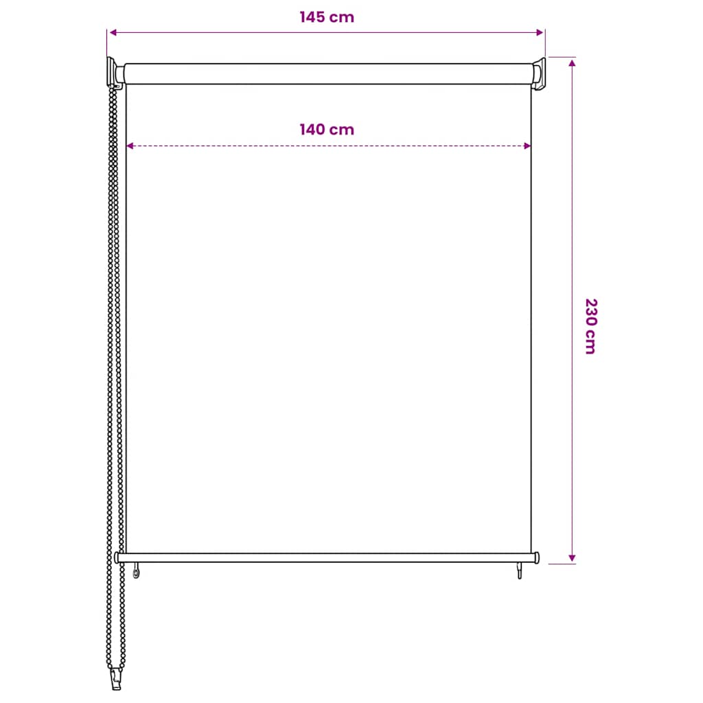 vidaXL Outdoor Roller Blind 145(W)x230(H) cm White