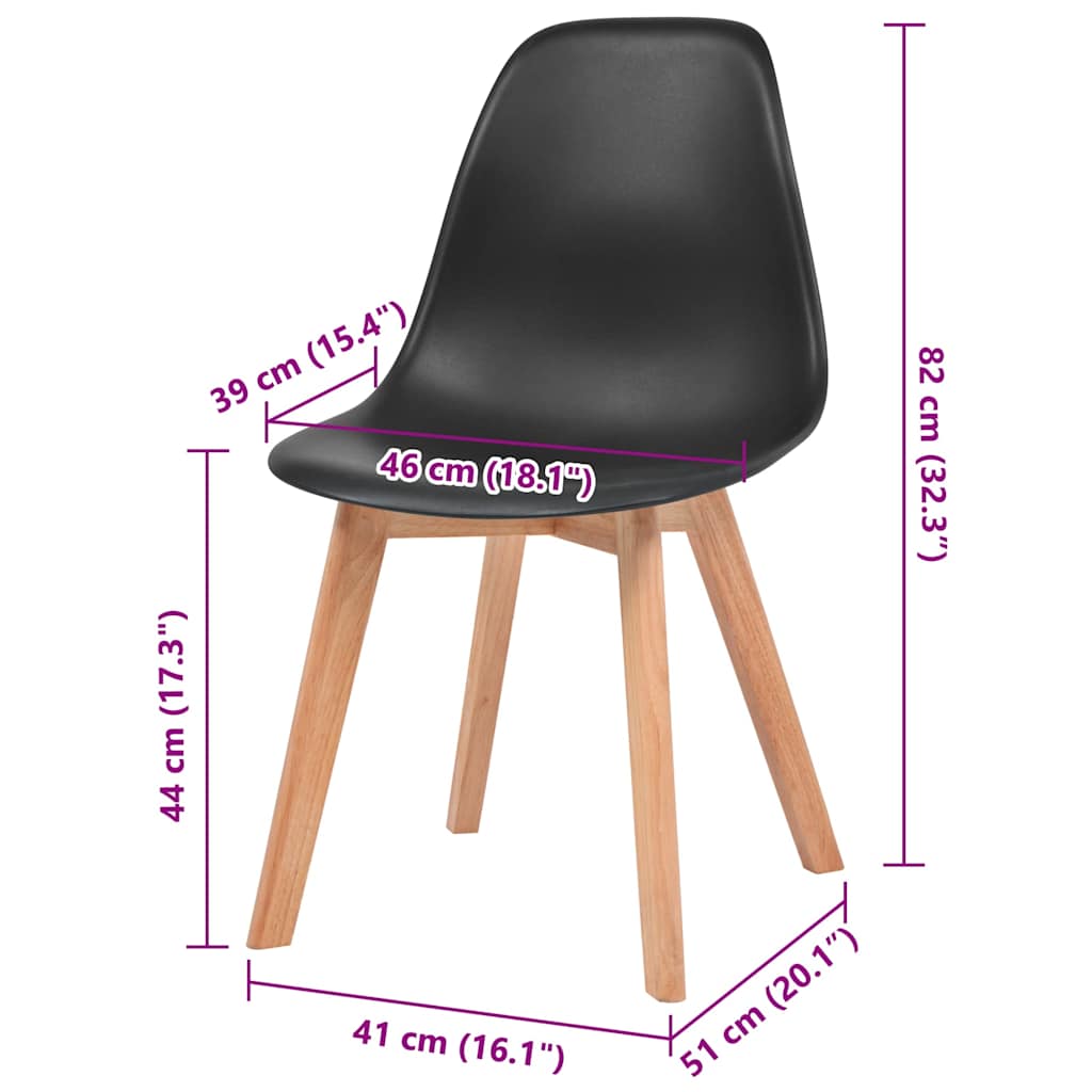 vidaXL Dining Chairs 4 pcs Black Plastic