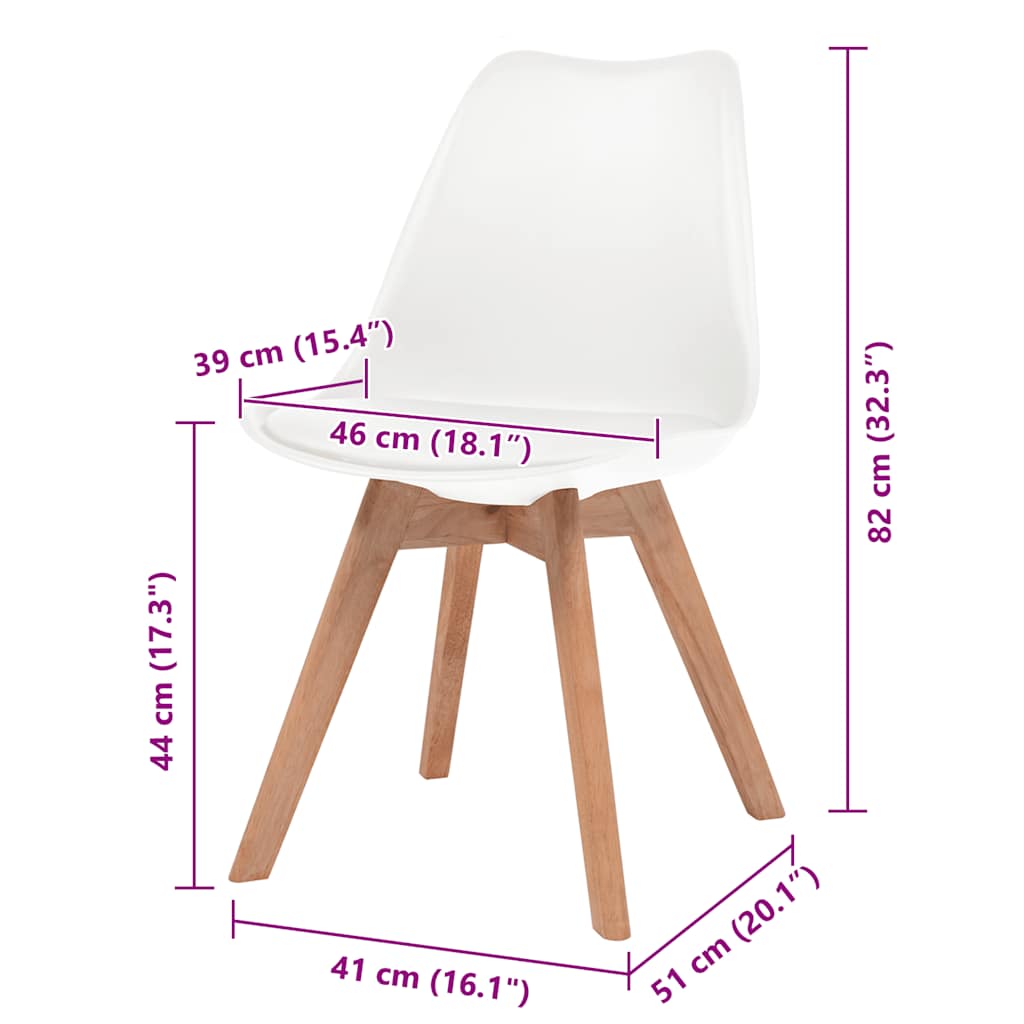 vidaXL Dining Chairs 2 pcs White Plastic