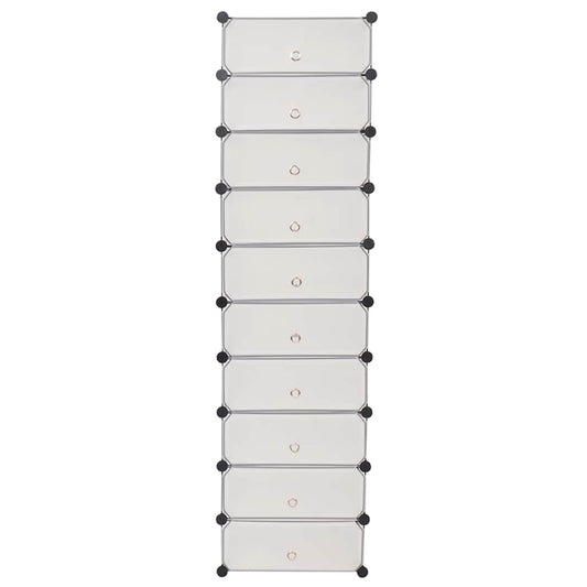 244919 vidaXL Interlocking Shoe Organiser with 10 Compartments White