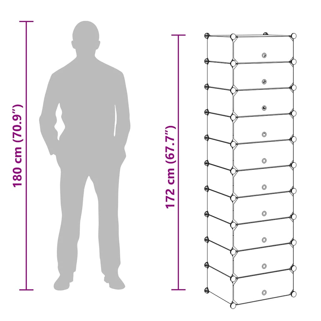 vidaXL Shoe Organiser | White | Plastic panels, Steel frames | Shoe Organiser