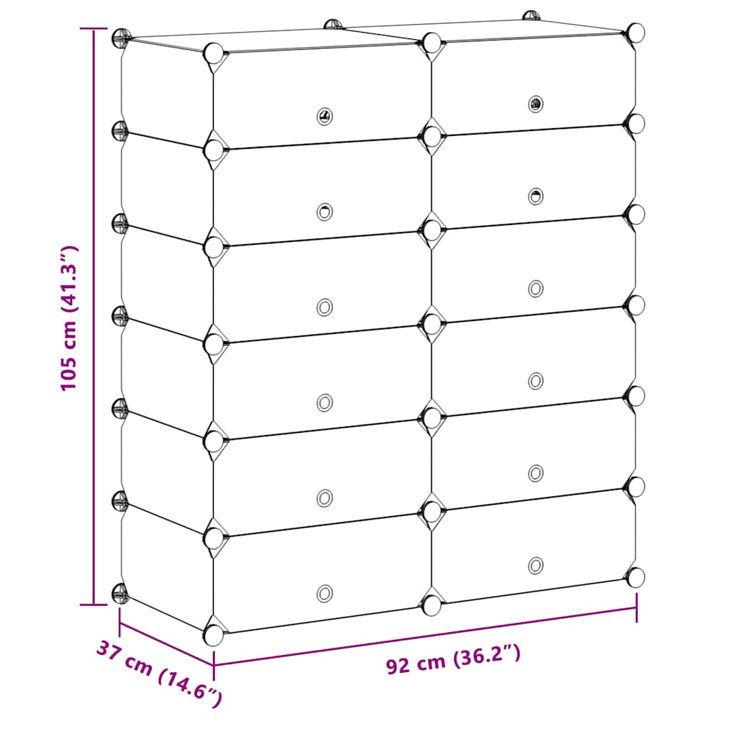 vidaXL Shoe Organiser | White | Plastic panels, Steel frame | 92 x 37 x 105 cm