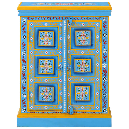 vidaXL Sideboard Solid Mango Wood Turquoise Hand Painted