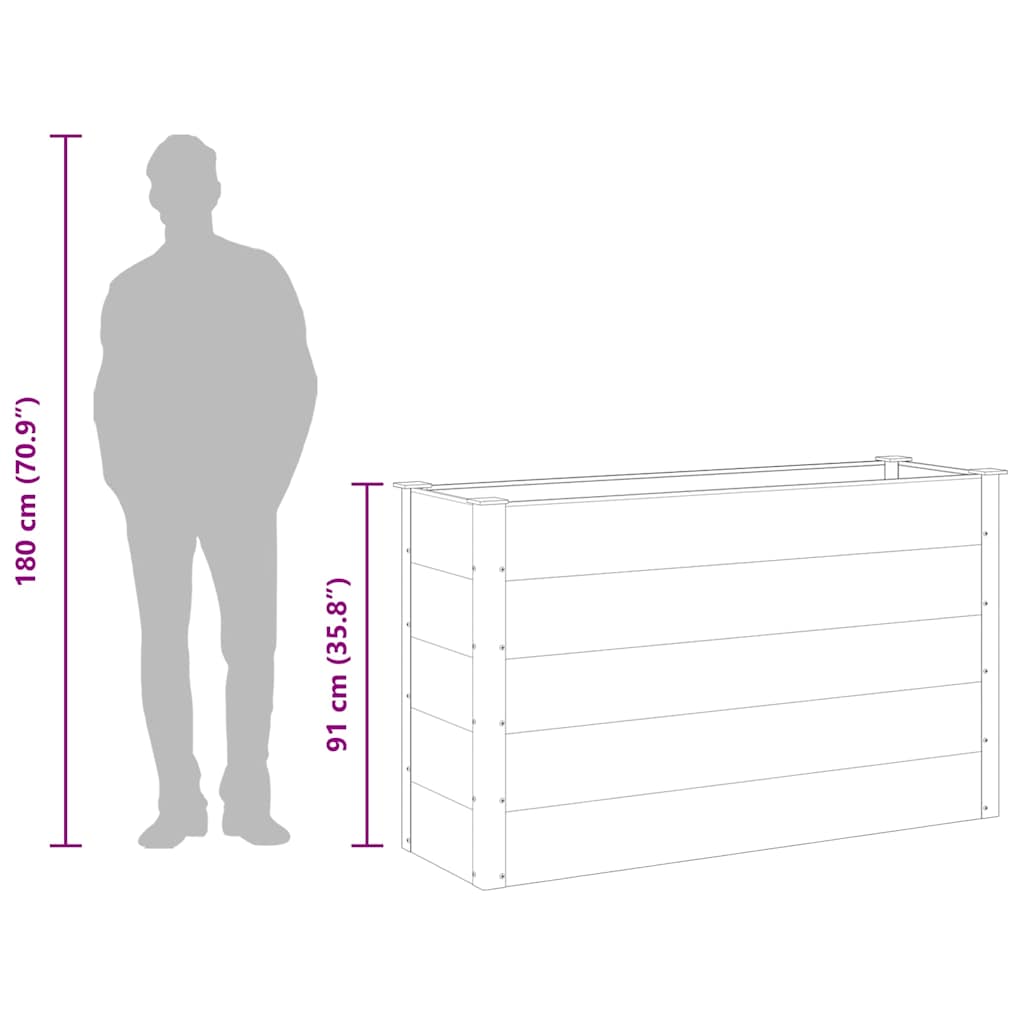 vidaXL Garden Raised Bed | Grey | Wood-plastic composite | 150x50x91 cm