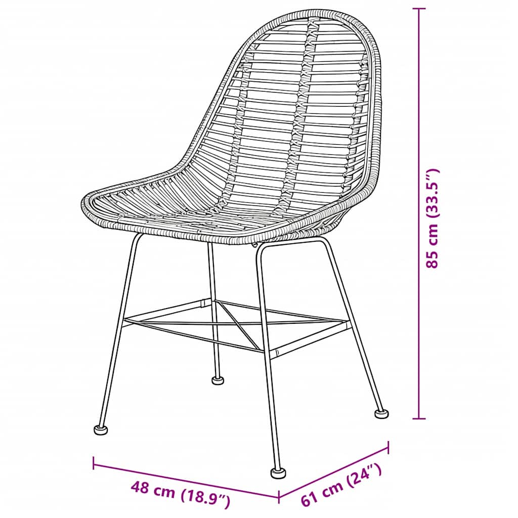 vidaXL Dining Chairs 4 pcs Natural Rattan