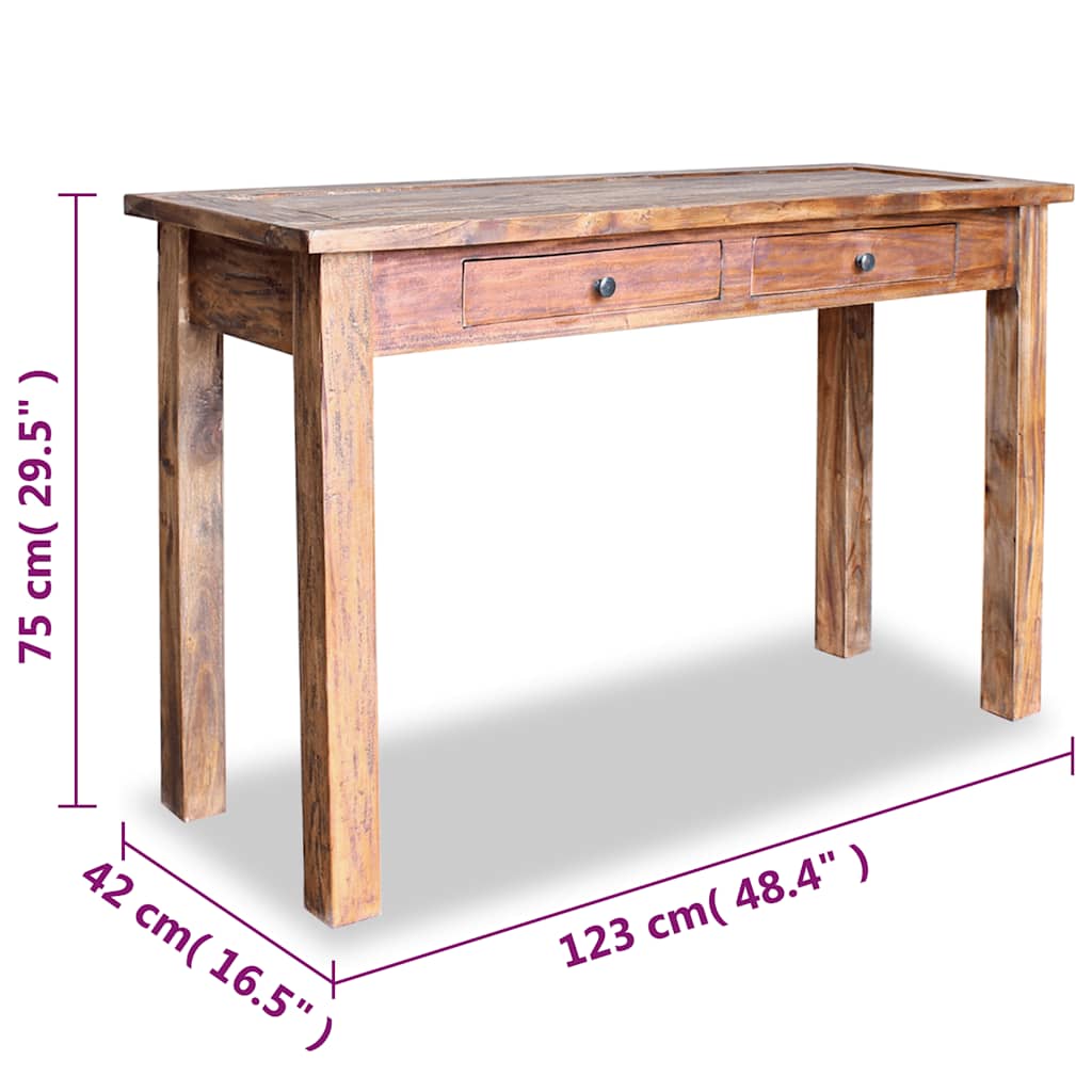 vidaXL Console Table Solid Mahogany Wood 123x42x75 cm