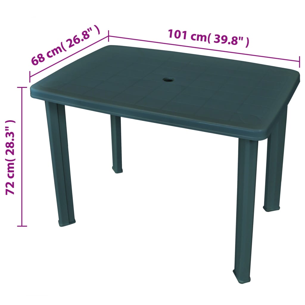 43593 vidaXL Garden Table Green 101x68x72 cm Plastic