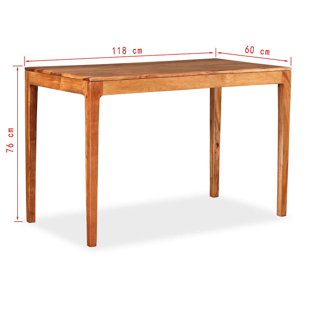 244958 vidaXL Dining Table Solid Wood 118x60x76 cm