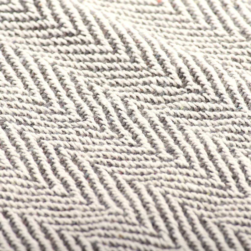 245318 vidaXL Throw Cotton Herringbone 125x150 cm Grey