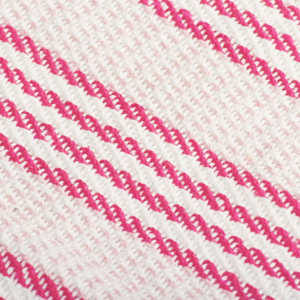 245324 vidaXL Throw Cotton Stripes 125x150 cm Pink and White
