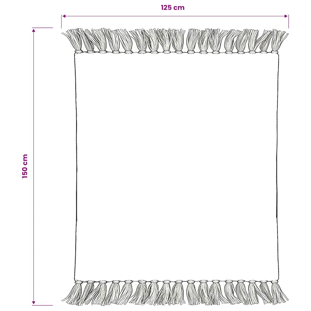vidaXL Throw Cotton Stripes 125x150 cm Grey and White