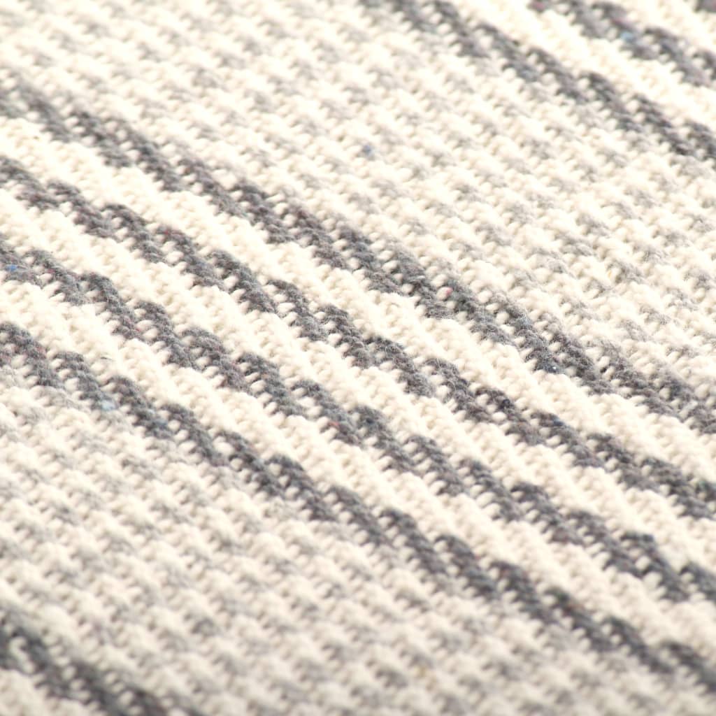 245328 vidaXL Throw Cotton Stripes 160x210 cm Grey and White
