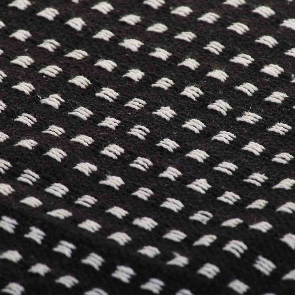 245330 vidaXL Throw Cotton Squares 125x150 cm Black