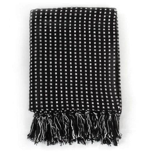 245331 vidaXL Throw Cotton Squares 160x210 cm Black
