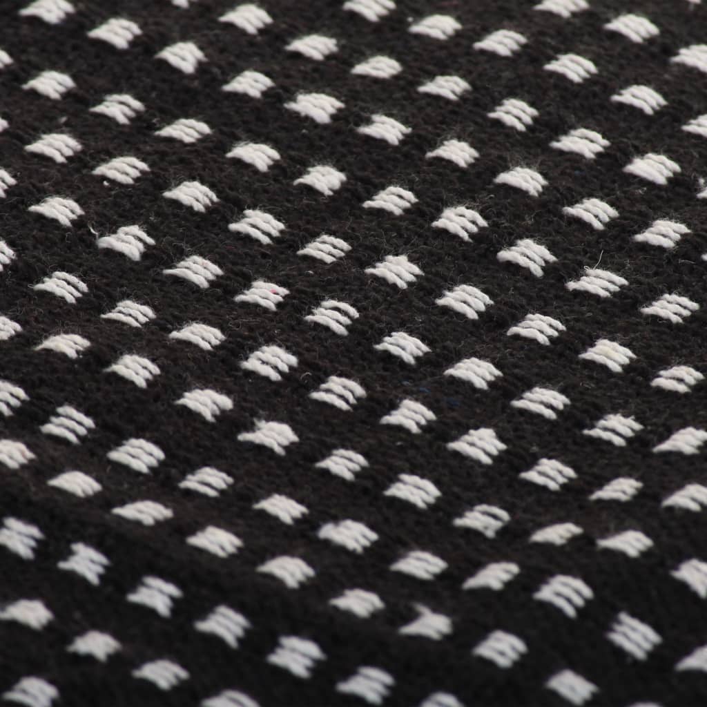 245331 vidaXL Throw Cotton Squares 160x210 cm Black