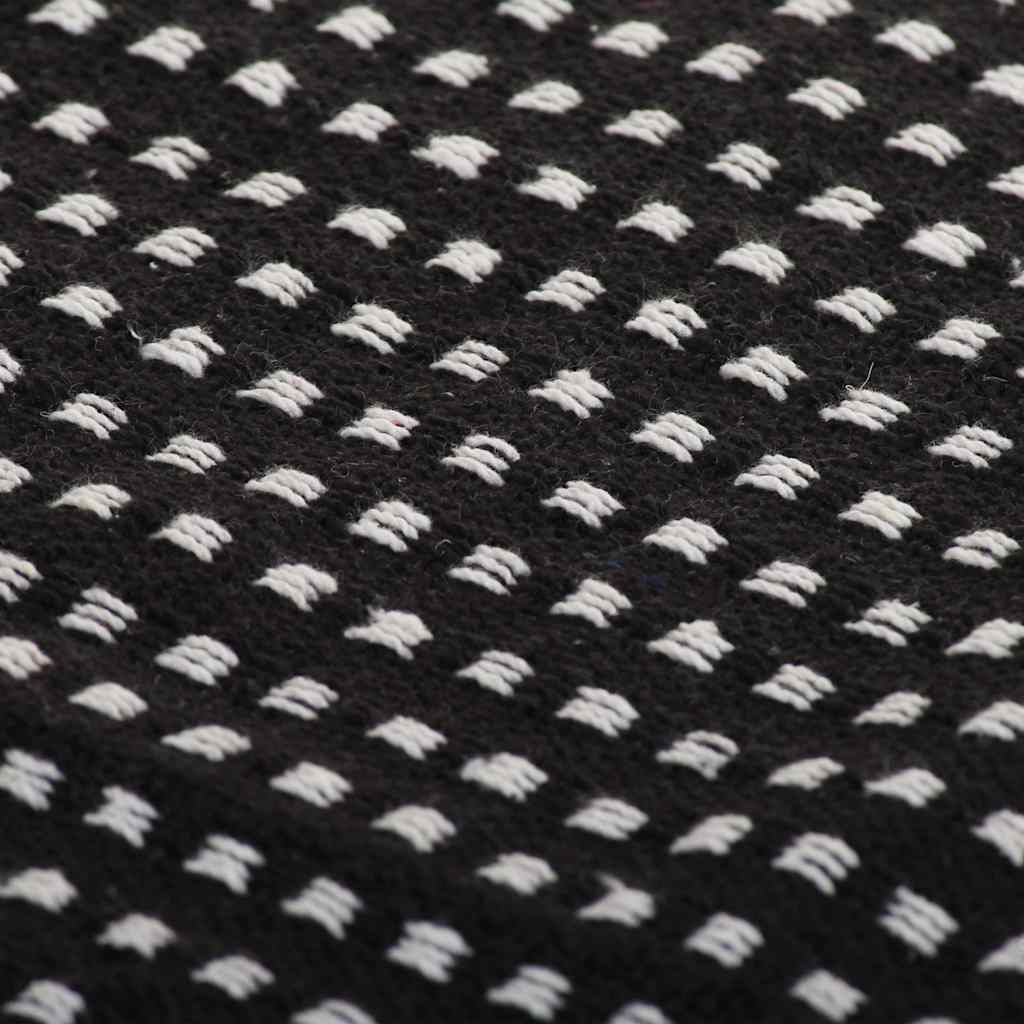 245332 vidaXL Throw Cotton Squares 220x250 cm Black