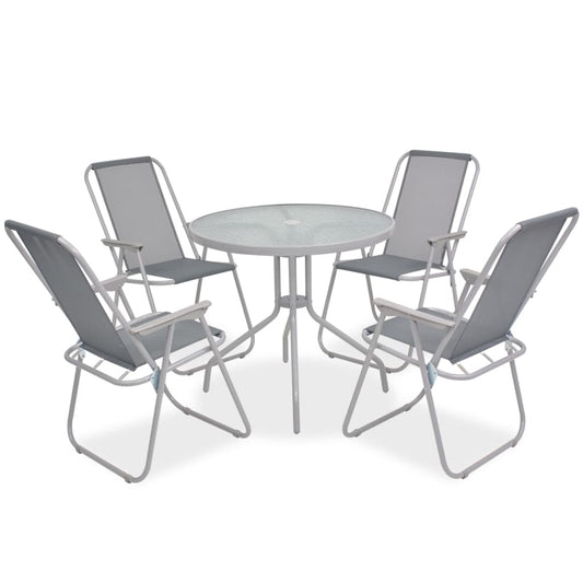 43785 vidaXL 6 Piece Outdoor Dining Set Steel and Textilene Grey