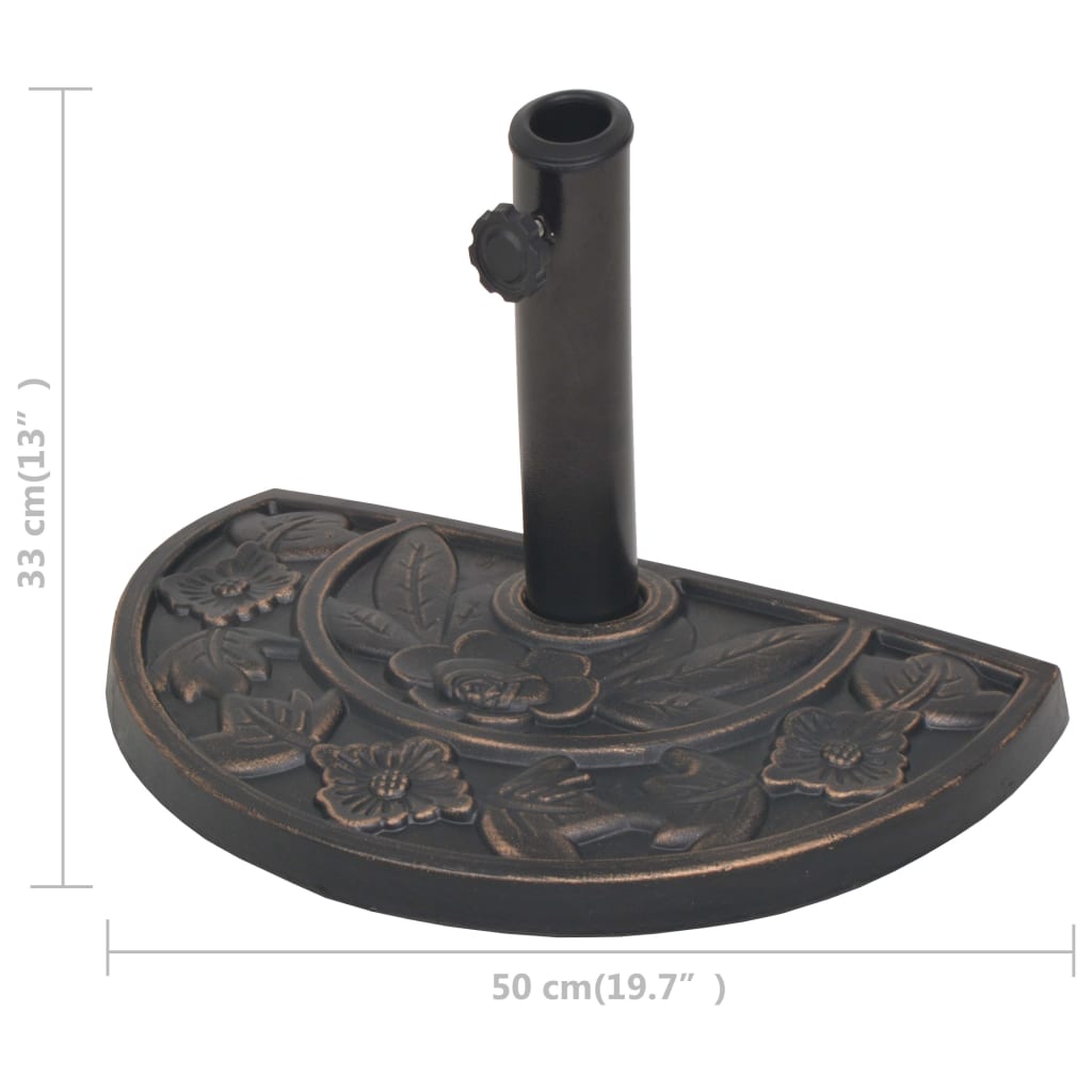 43655 vidaXL Parasol Base Resin Half Round Bronze 9 kg