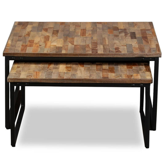 245406 vidaXL Nesting Coffee Table Set 2 Pieces Solid Reclaimed Teak