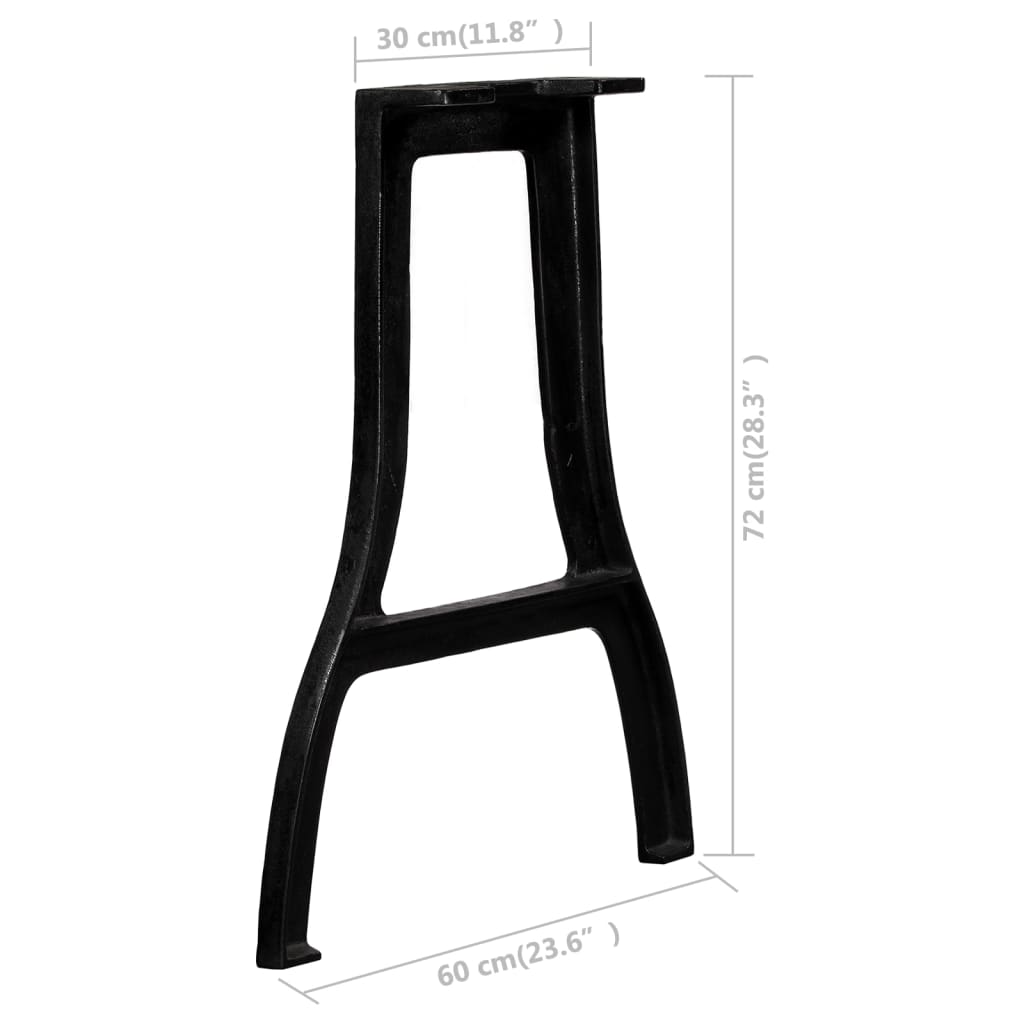 vidaXL Dining Table Leg | Set of 2 | Black | Cast iron | Regular | Durable