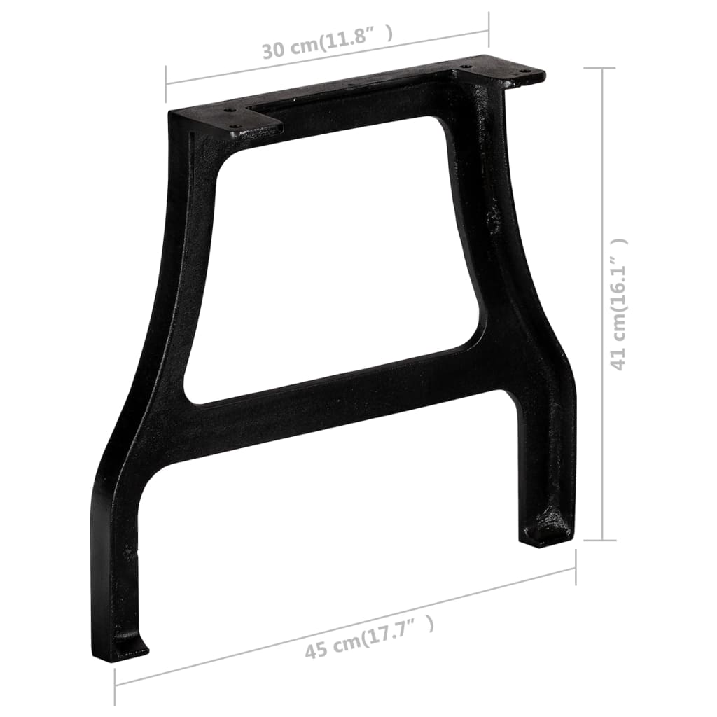vidaXL Coffee Table Leg | Set of 2 | Black | Cast iron | Medium