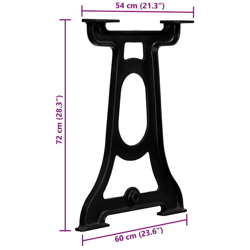 vidaXL Dining Table Leg | Set of 2 | Black | Cast iron | Standard | Durable