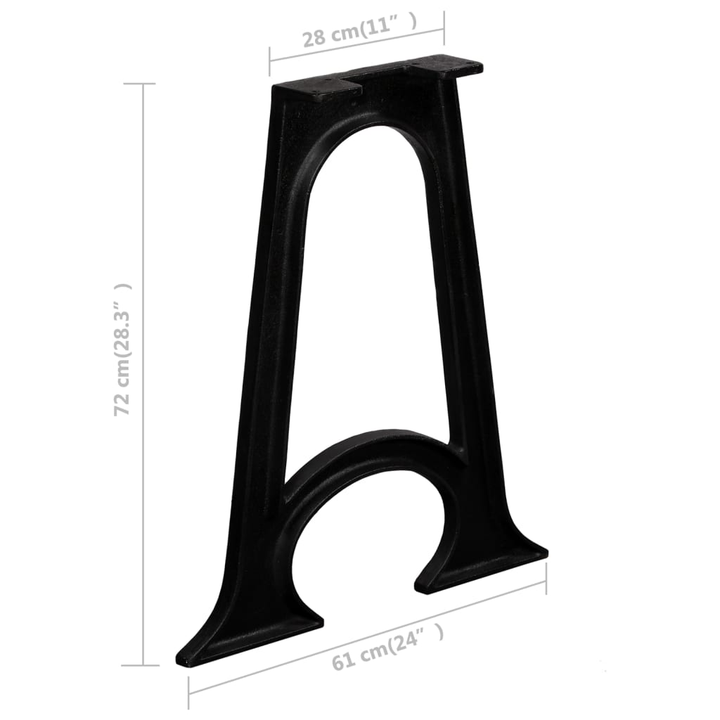 vidaXL Dining Table Leg | Set of 2 | Black | Cast Iron | Medium