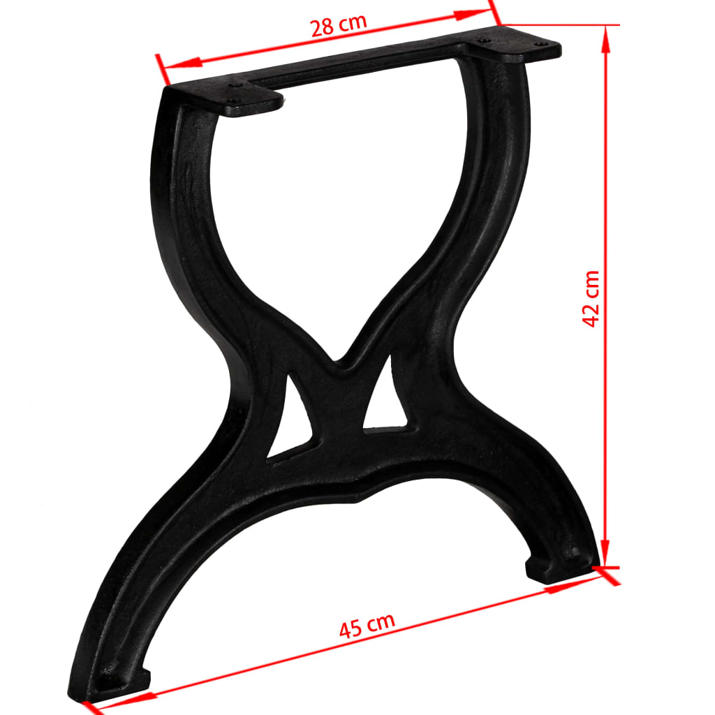 vidaXL Coffee Table Leg | Set of 2 | Black | Cast Iron | Medium