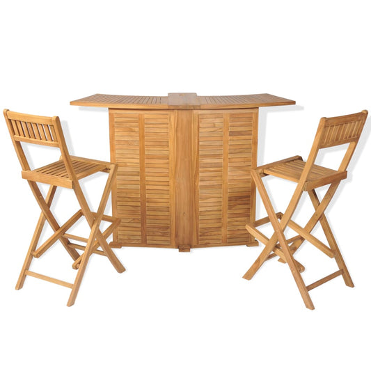 43805 vidaXL 3 Piece Bistro Set with Folding Chairs Solid Teak Wood