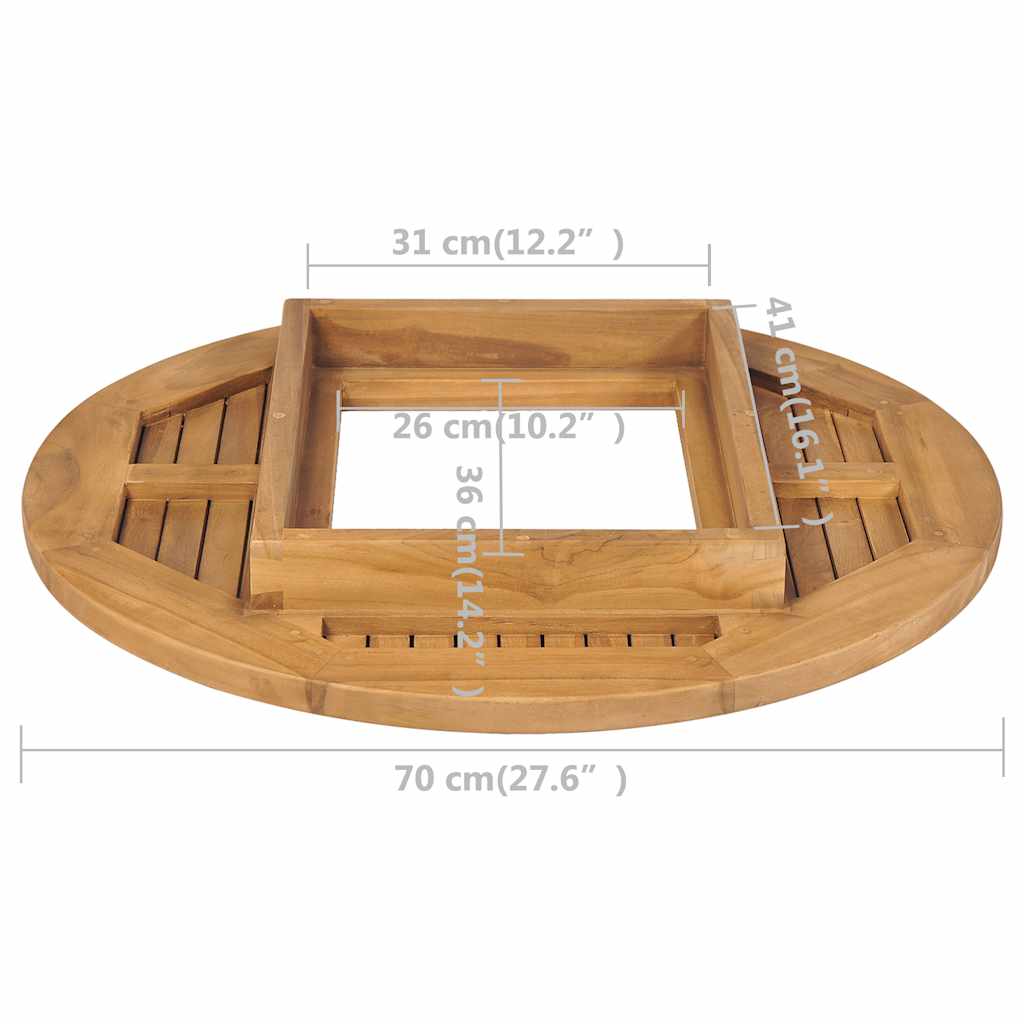 vidaXL Table Top | Brown | Teak hardwood | Medium | Stackable | Tabletop | Round