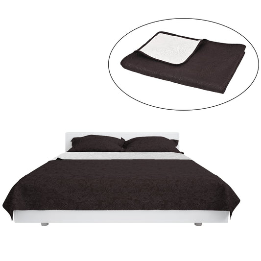 vidaXL Double-sided Quilted Bedspread 230x260 cm Cream and Brown