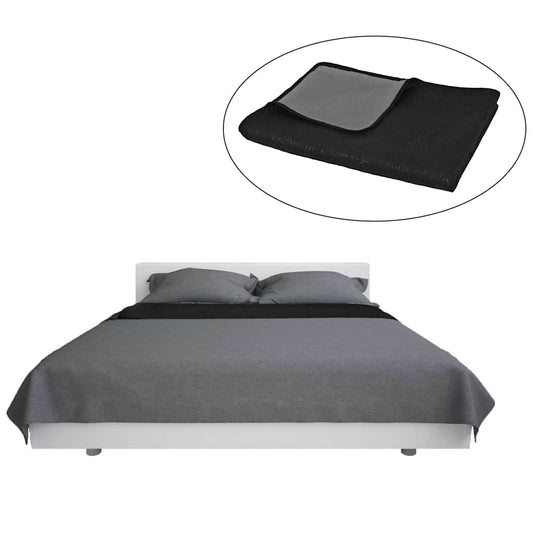 vidaXL Double-sided Quilted Bedspread 220x240 cm Grey and Black
