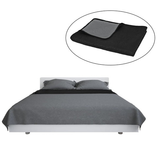vidaXL Double-sided Quilted Bedspread 230x260 cm Grey and Black