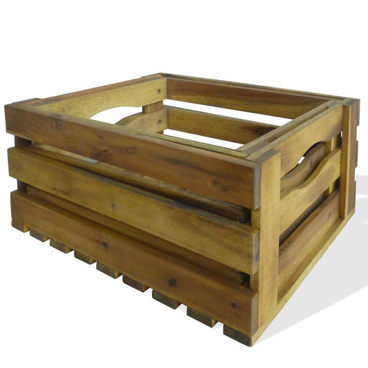 43791 vidaXL Apple Crate Set 2 Pieces Solid Acacia Wood