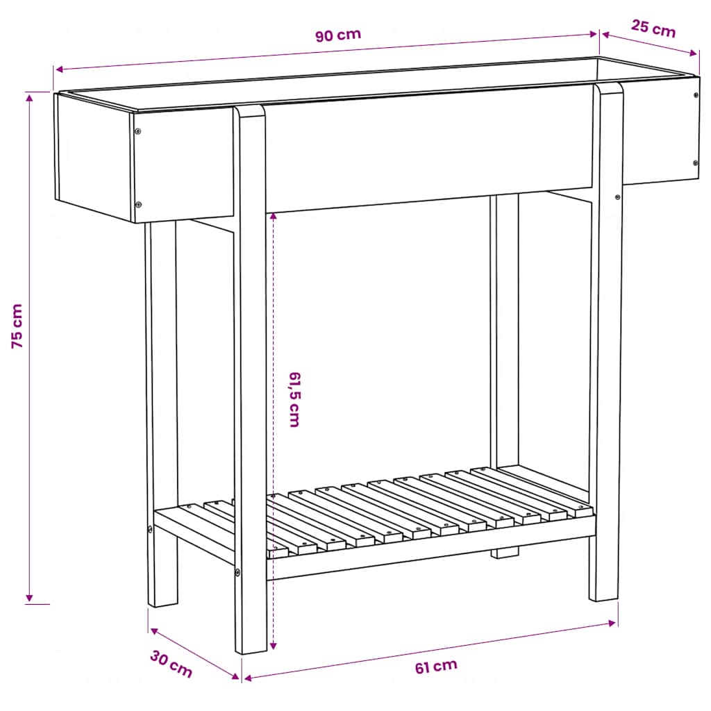 vidaXL Raised Garden Raised Bed Solid Acacia Wood and Zinc