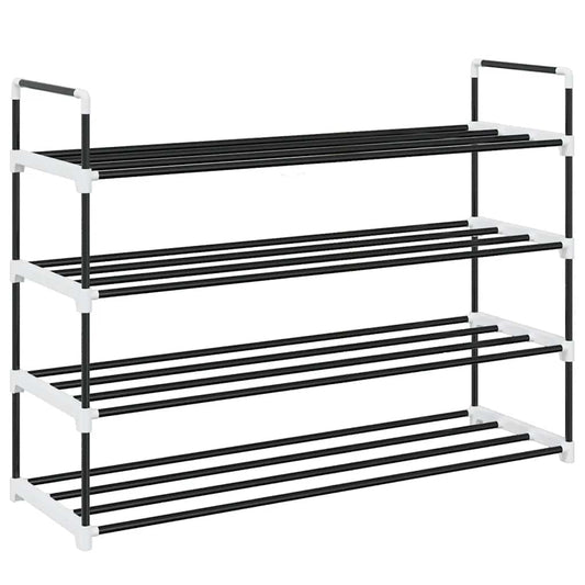 vidaXL Shoe Rack | Black | Metal and Plastic | Medium | Shoe Rack | Rectangular