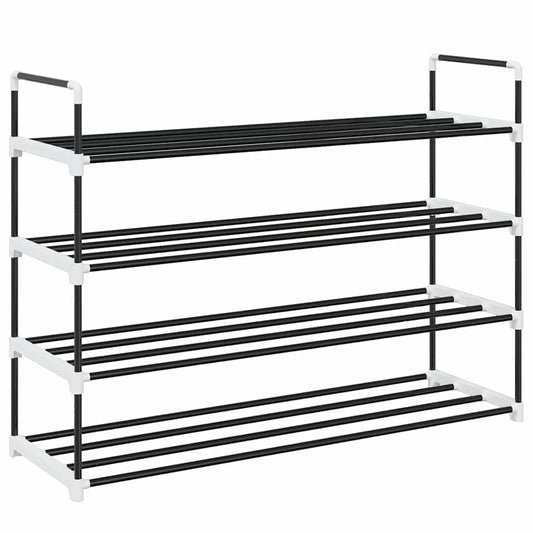 245626 vidaXL Shoe Rack with 4 Shelves Metal and Plastic Black