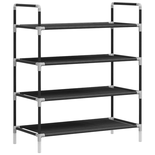 245628 vidaXL Shoe Rack with 4 Shelves Metal and Non-woven Fabric Black
