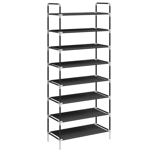 245629 vidaXL Shoe Rack with 8 Shelves Metal and Non-woven Fabric Black