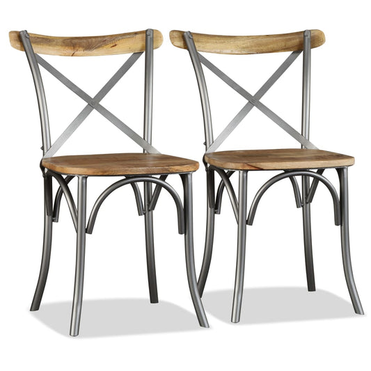 vidaXL Dining Chair | Set of 4 | Brown and Silver