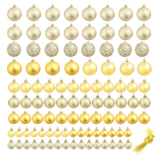 245708 vidaXL 100 Piece Christmas Ball Set 3/4/6 cm Gold