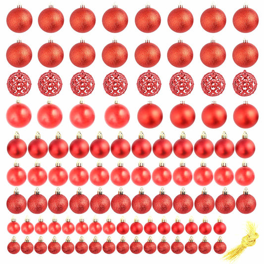 245710 vidaXL 100 Piece Christmas Ball Set 3/4/6 cm Red