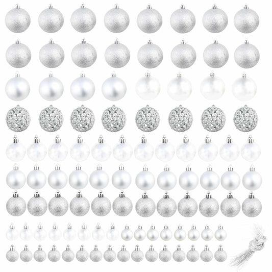 245712 vidaXL 100 Piece Christmas Ball Set 3/4/6 cm Silver