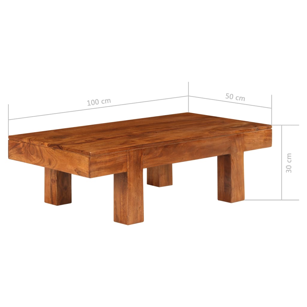 vidaXL Coffee Table | Honey | Solid Acacia wood | 100 x 50 x 30 cm | Durable