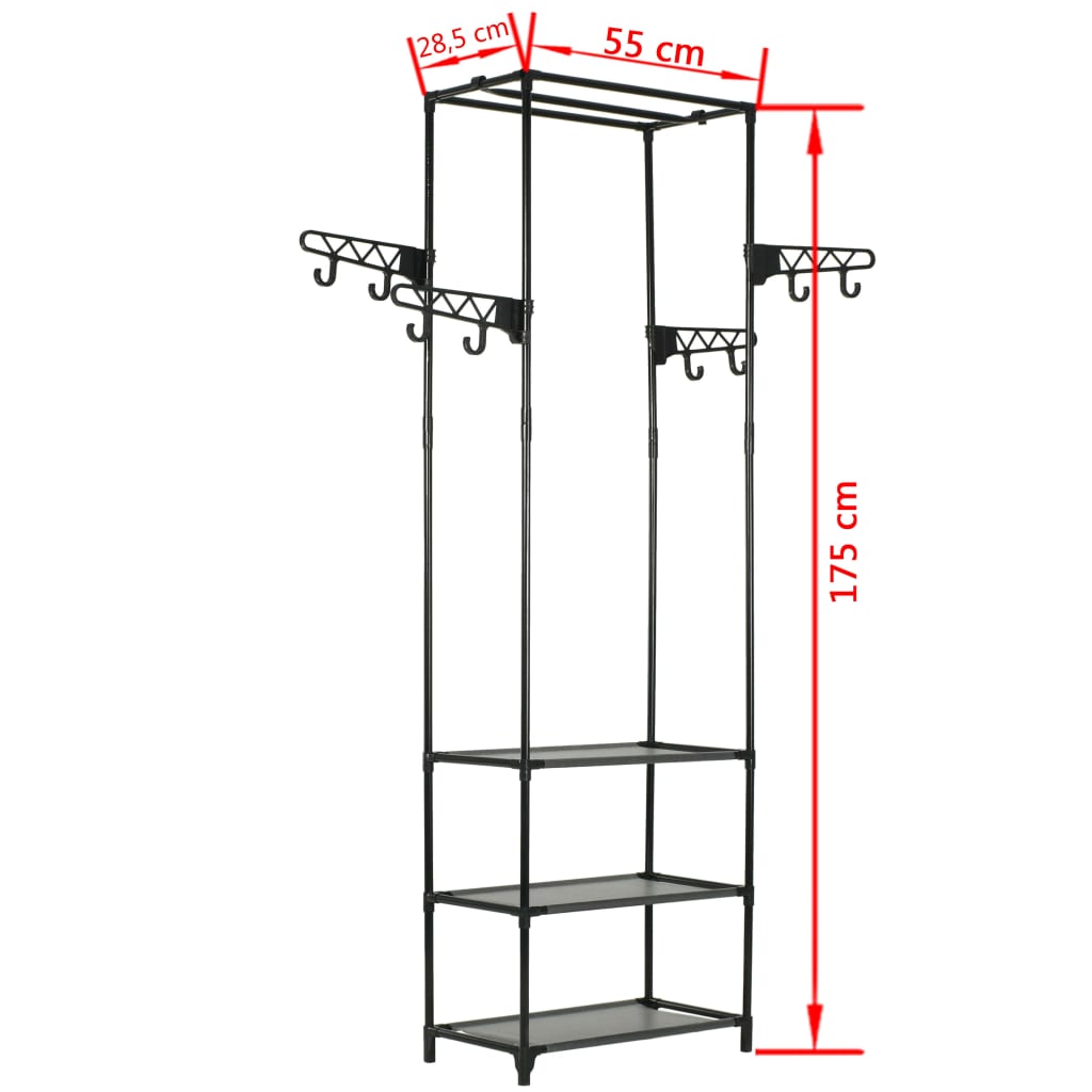 245742 vidaXL Clothes Rack Steel and Non-woven Fabric 55x28,5x175 cm Black