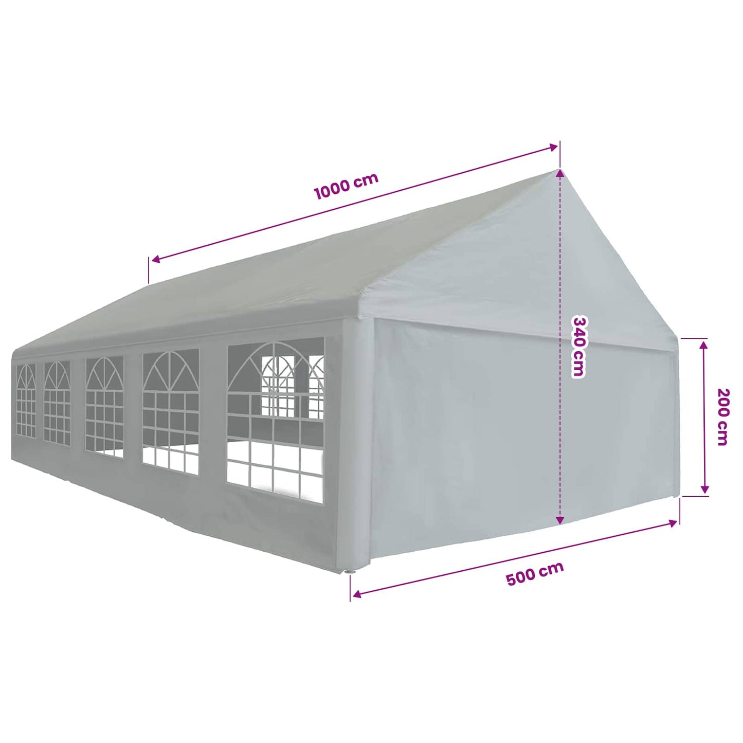 vidaXL Tent Fabric without Frame Grey 10 x 5 m PE