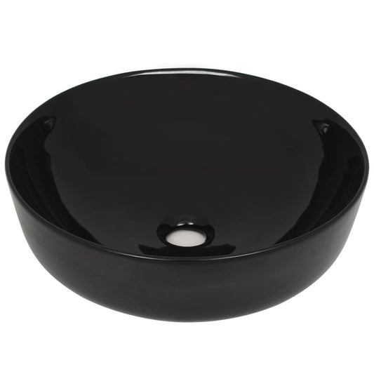 142732 vidaXL Basin Ceramic Round Black 41,5x13,5 cm